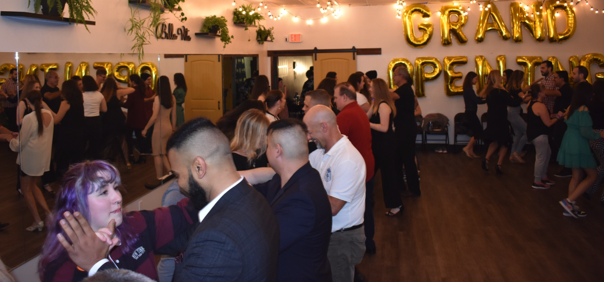 Salsa dancers at social night in Manchester NH